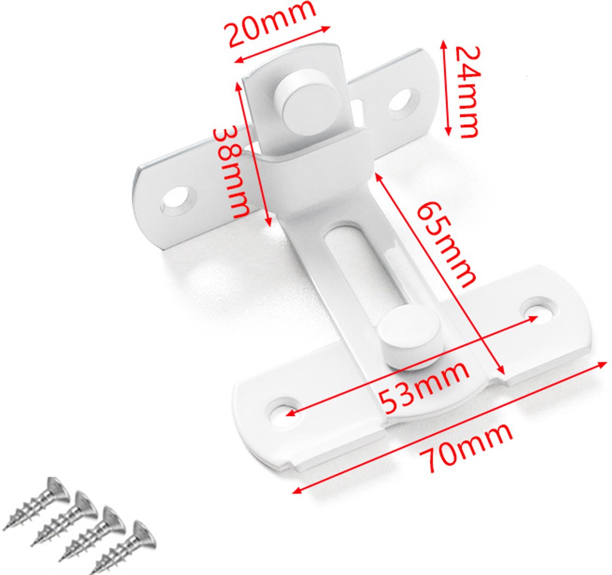4-piece package - Sliding bolt - Stainless steel bolt - Safety lock (white) V1188-ZXY-10406