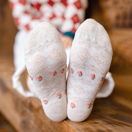 5 pairs of socks - Women's autumn and winter socks - Women's strawberry socks - Fashion socks with round neck V1188-ZXY-10463