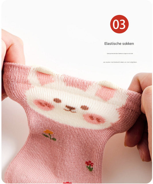 5 pairs of children's socks - Short socks for boys and girls, cotton, suitable for medium to large children - V1188-ZXY-10471