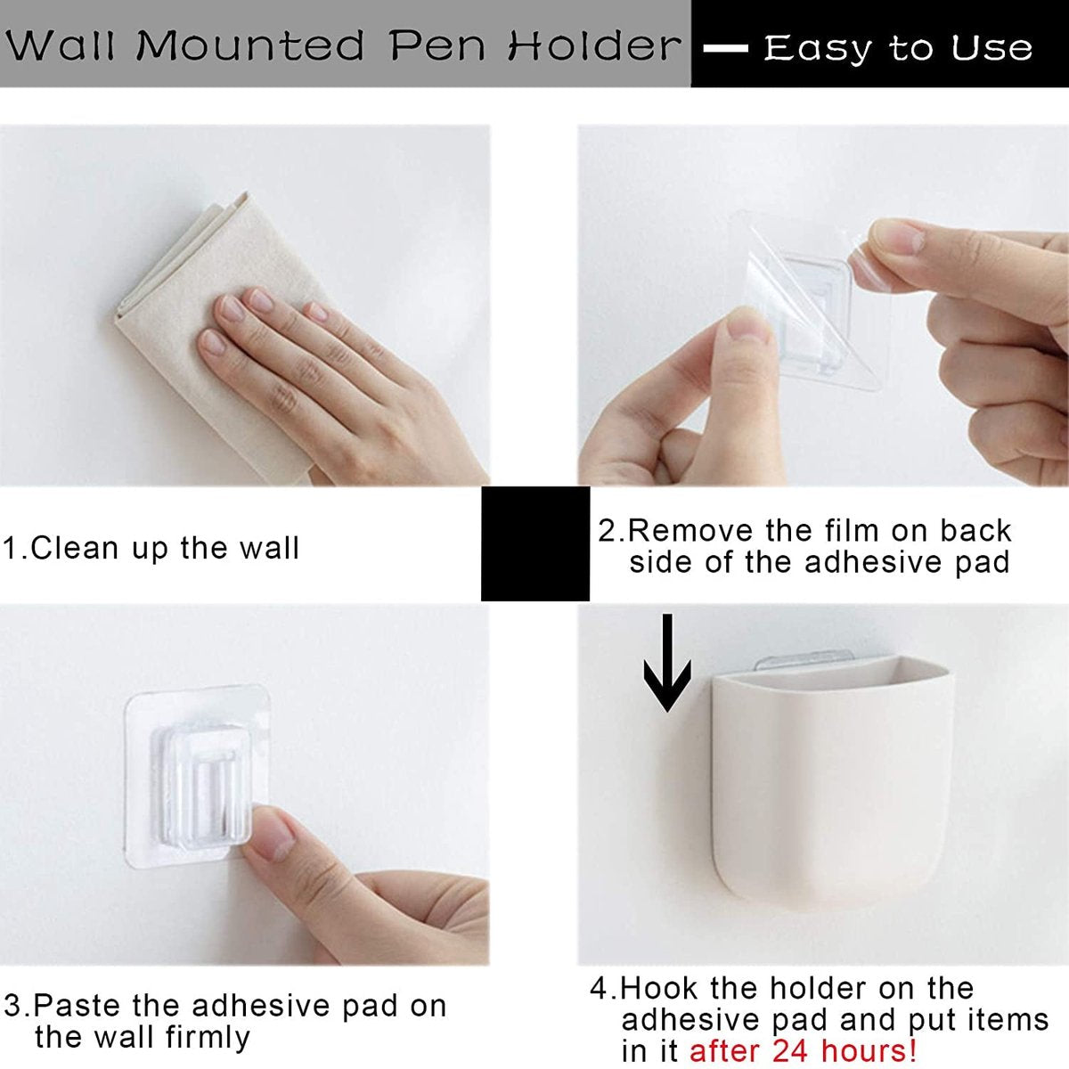 Pencil Holder - Self-Adhesive Wall Pencil Holder - Highlighter - Writing Tool Organizer - Storage - V1188-ZXY-10487