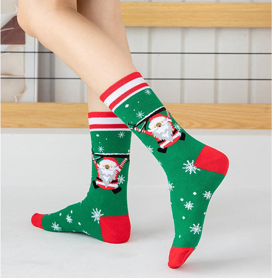 Socks - 4 pairs - House socks - Christmas socks - Gift set - Cotton socks with Santa Claus and snowman - V1188-ZXY-10529