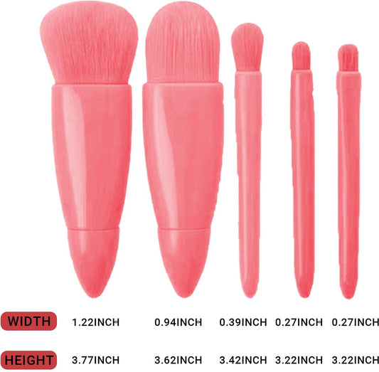 Makeup Brush Set - 5-Pack - Portable - Travel Makeup Brush Set with Mirror Case - Professional Foundation V1188-ZXY-10534
