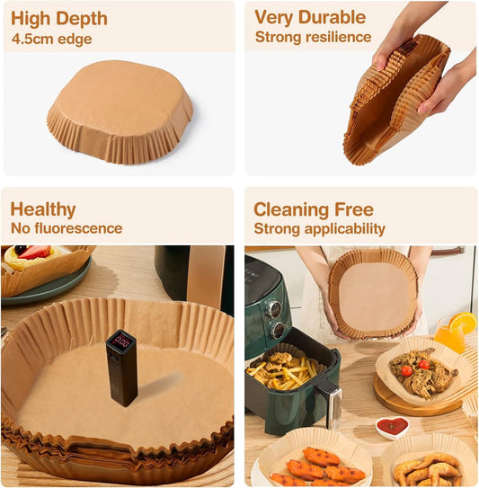 Airfryer Paper (100 sheets) - Airfryer Paper Mat 20 cm - Non-stick Airfryer Paper - Baking Mat - BPA-free - V1188-ZXY-10549