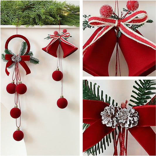 Christmas Bells - Decorative Pendant - Christmas Bells with Flock Print - Christmas Tree Decoration Display - V1188-ZXY-10615