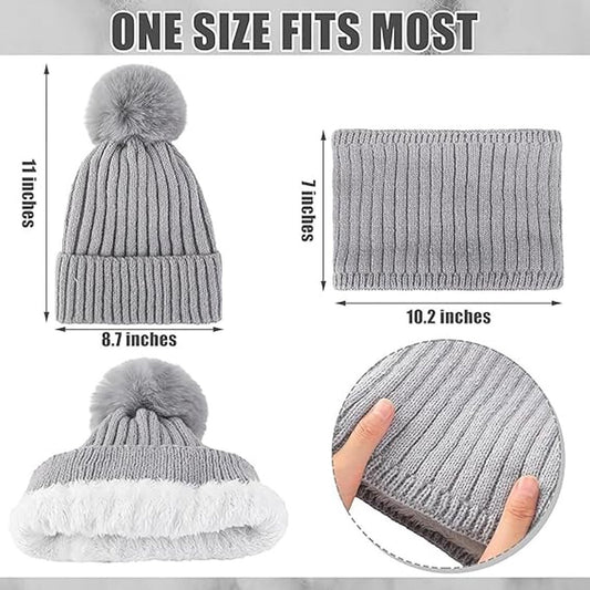Gloves, hat and scarf - three-piece set - winter knitwear - lined with fleece and thickened - warm and cold V1188-ZXY-10619