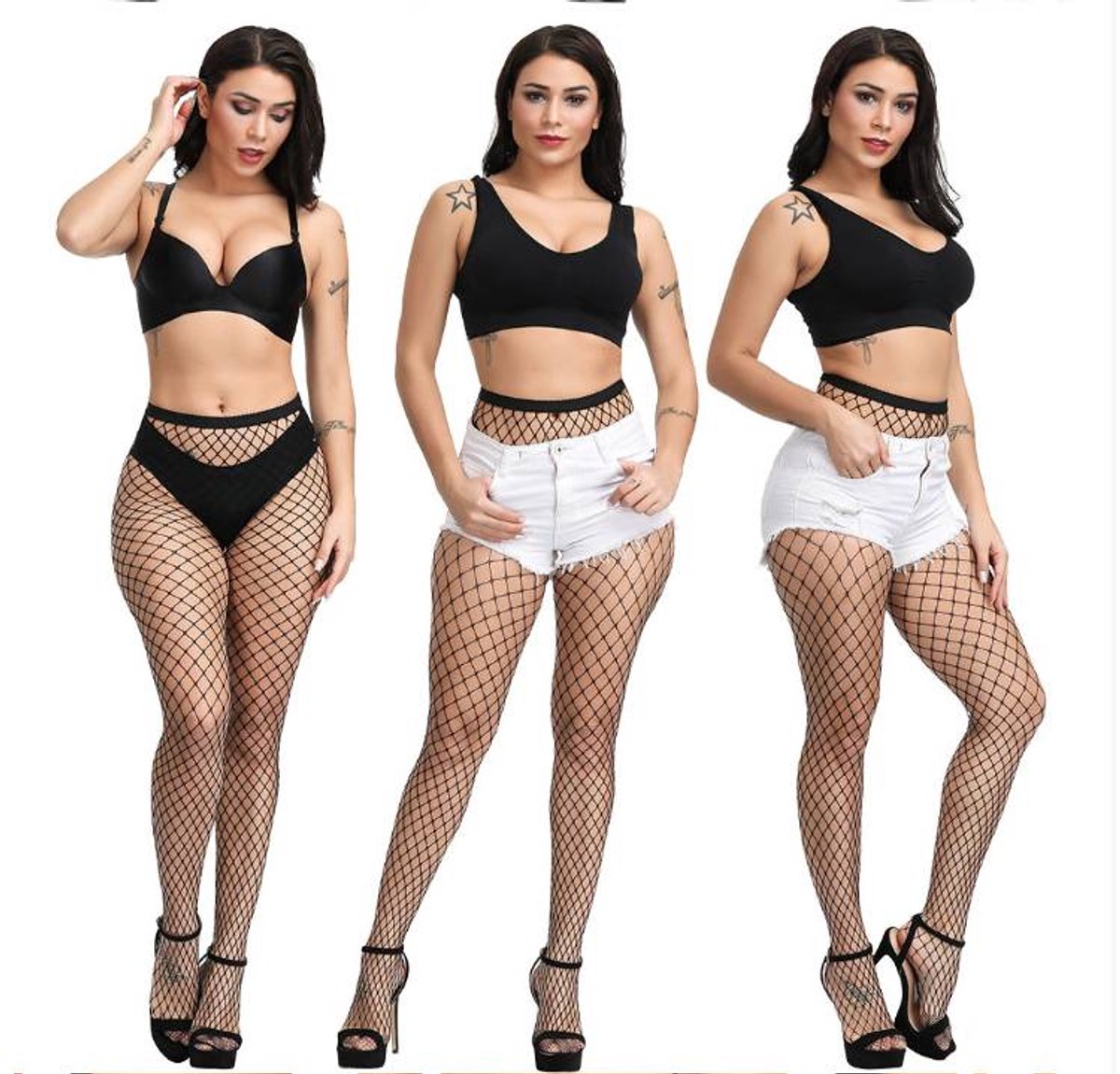 Fishnet Tights for Women - Fishnet Tights - Erotic Fishnet Stockings - Black - Tights - Fishnet - Plus Size V1188-ZXY-10640