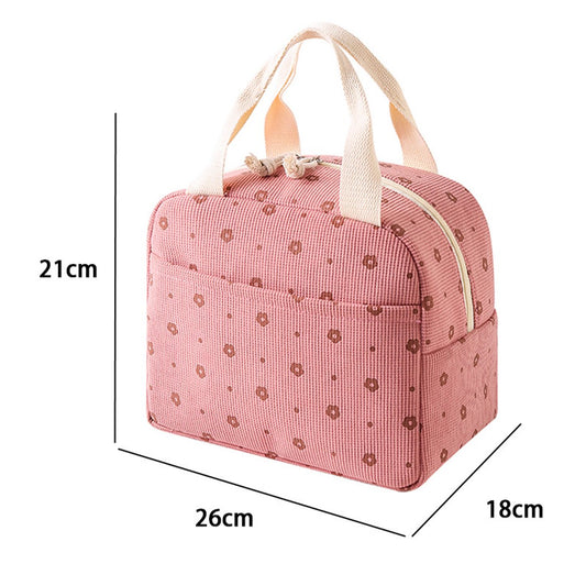 Lunch Bag - Corduroy - Lunch Box for Students/Work - Insulated Bag - Waterproof - Portable Handle - Cute V1188-ZXY-10654