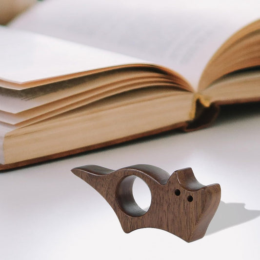 Book Binder - Cat-shaped book binder - Smooth walnut bookshelf - Thumb-shaped book binder - Reading aid - V1188-ZXY-10852