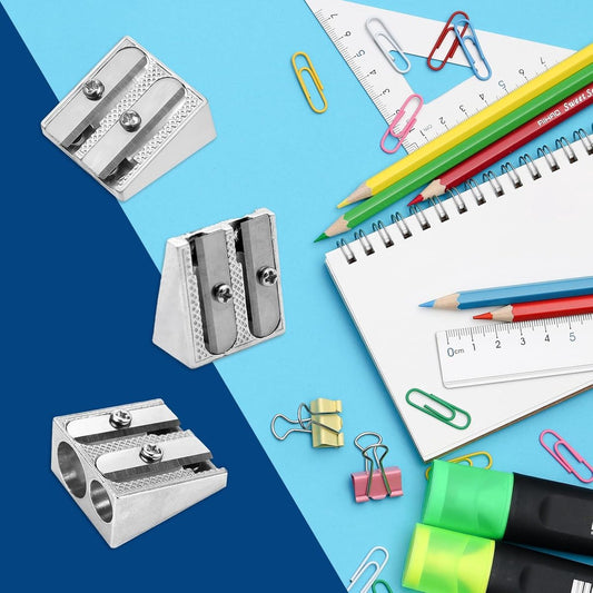 Set of 3 Metal Pencil Sharpeners - Suitable for Children - Colored Pencils - Cosmetics - Lip Liner and V1188-ZXY-10860
