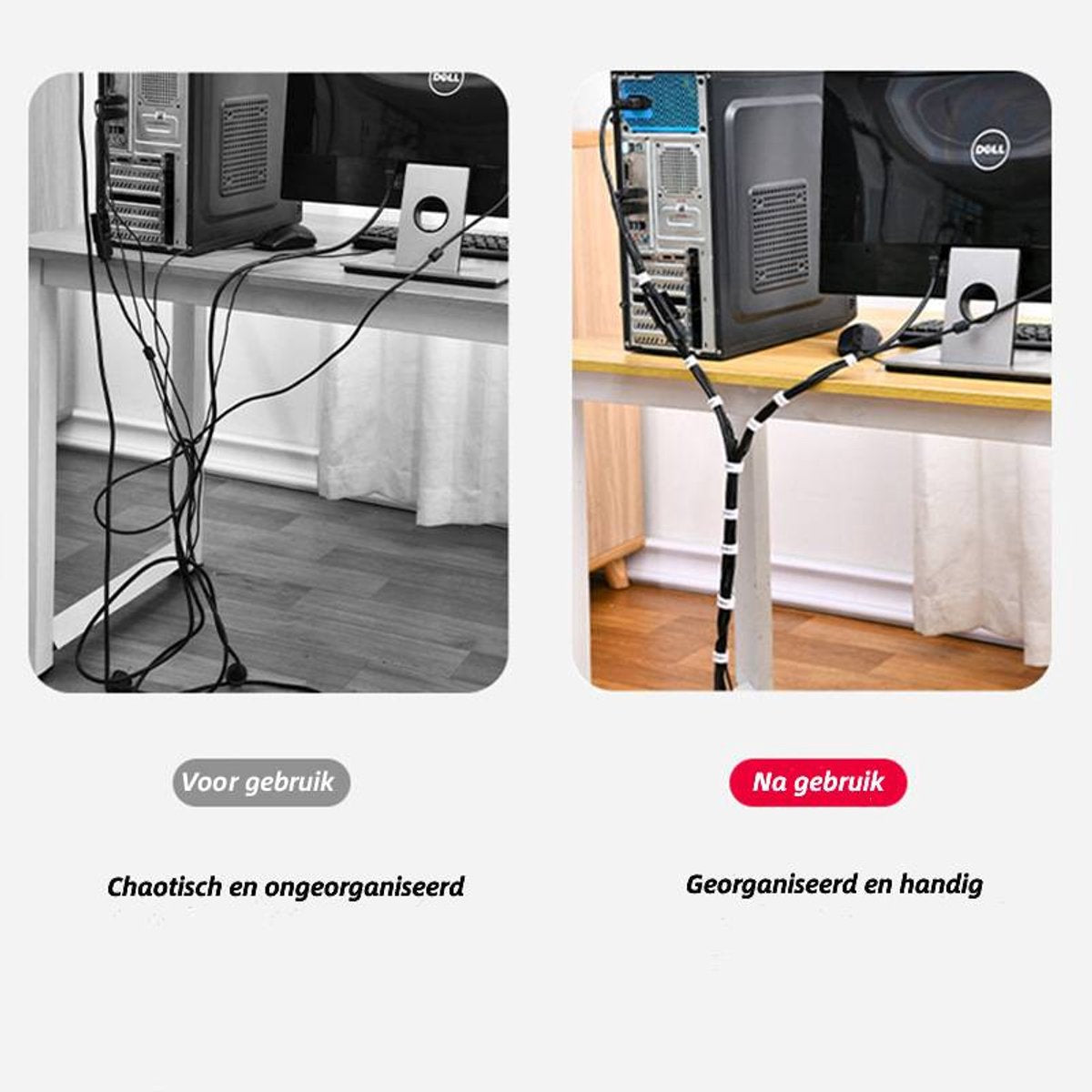 Cable Organizer with Velcro - Cable Ties for Data Cables - Reusable Straps - For storing mobile phone cables, V1188-ZXY-10874