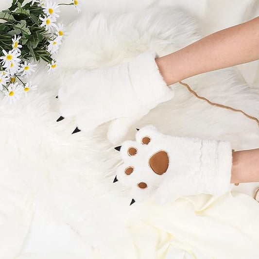 Gloves - 1 pair - Winter gloves - Cartoon gloves - Neckband - Children's gloves - Warm gloves - Plush gloves V1188-ZXY-10922