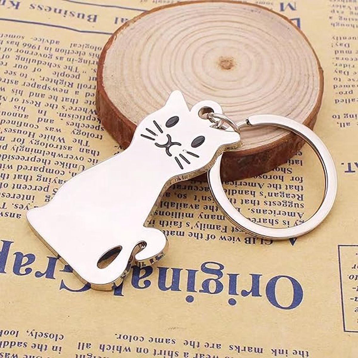 Keychain - Cat Keychain - Cute Keychain - Perfect Gift for Lovers, Friends and Best Friend - Silver V1188-ZXY-10928