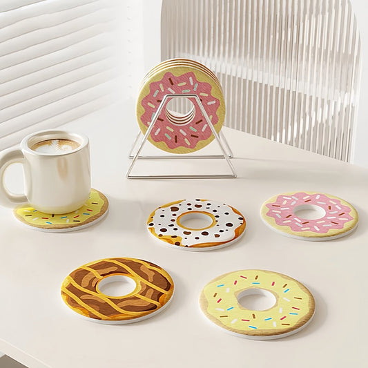 Coasters - Non-slip coasters - heat insulating coasters - Set of 4 - Donut-shaped - Anti-burn and anti-slip - V1188-ZXY-11058