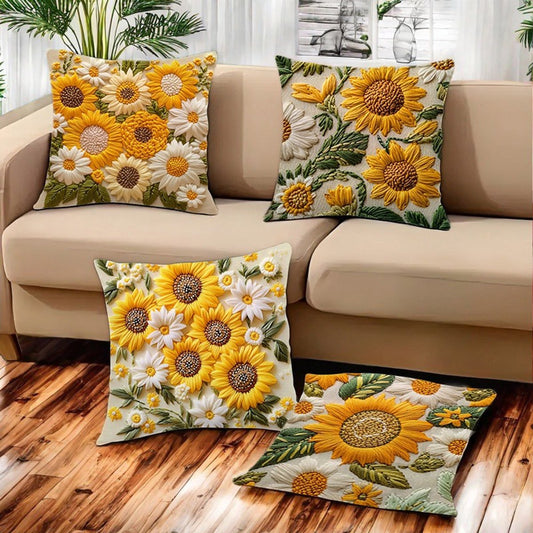 Pillowcase - 4 pieces - 45*45 cm - Flat pillowcase - Soft sunflower decoration - Modern pillowcases - V1188-ZXY-11105