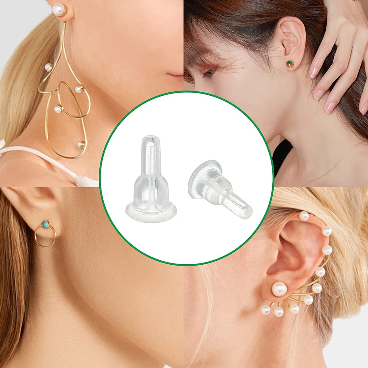 50 Silicone Earring Backs - Full Coverage, Clear Earring Backs - Dustproof - Hypoallergenic Soft Ear Cushions V1188-ZXY-11127