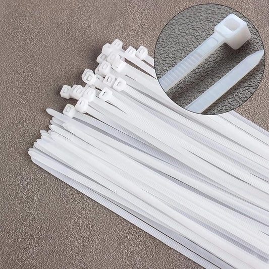 Nylon Cable Ties - Pack of 100 - 300mm x 4.8mm - Large White Nylon Cable Ties - Extra Strong - Tensile V1188-ZXY-11148