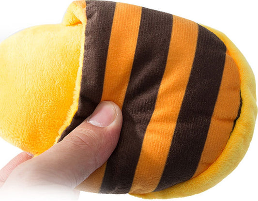 Dog Toys - Dog Cuddly Toy - Slipper Shape - Interactive - Dog Toy - Yellow-Brown Stripes V1188-ZXY-11158