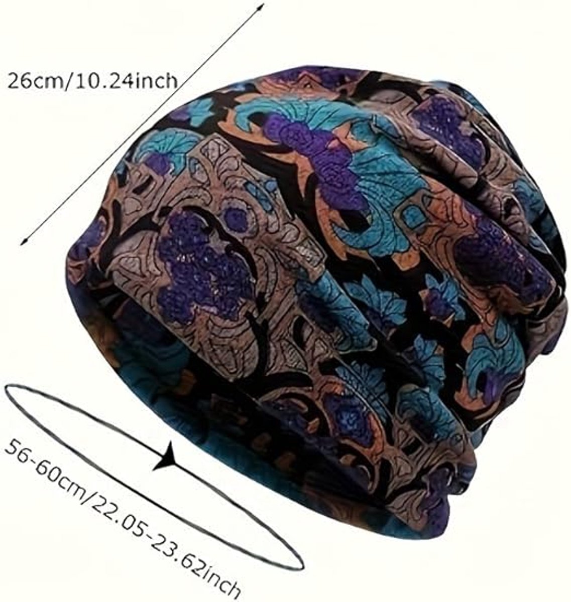 Beanie - Knitted Hat - 4-Piece Set - Bohemian Print - Soft Polyester - Suitable for Autumn and Winter V1188-ZXY-11190