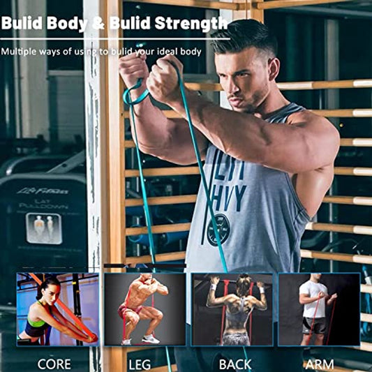 Resistance Bands - Pull-up Bands - Training Bands - Fitness Bands - Set of 5 Bands - 5 Different Resistances V1188-ZXY-11216