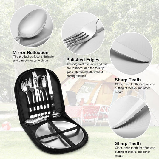 2 Person Cutlery Set (10-piece) - Camping Set for 2 People - Spoons, Knives, Forks, Steak Knives - 10 Pieces V1188-ZXY-11234