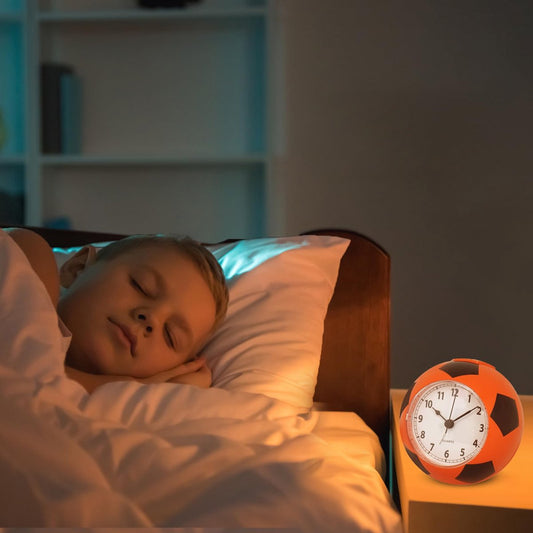 Football Alarm Clock - Silent Non-Ticking Desk Clock | Kids Bedside Clock | Cute football design, V1188-ZXY-11244