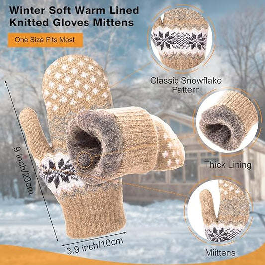 Pack of 3 pairs - Warm winter gloves for women - Extra thick - Knitted imitation - Suitable for cold winter V1188-ZXY-117-0028