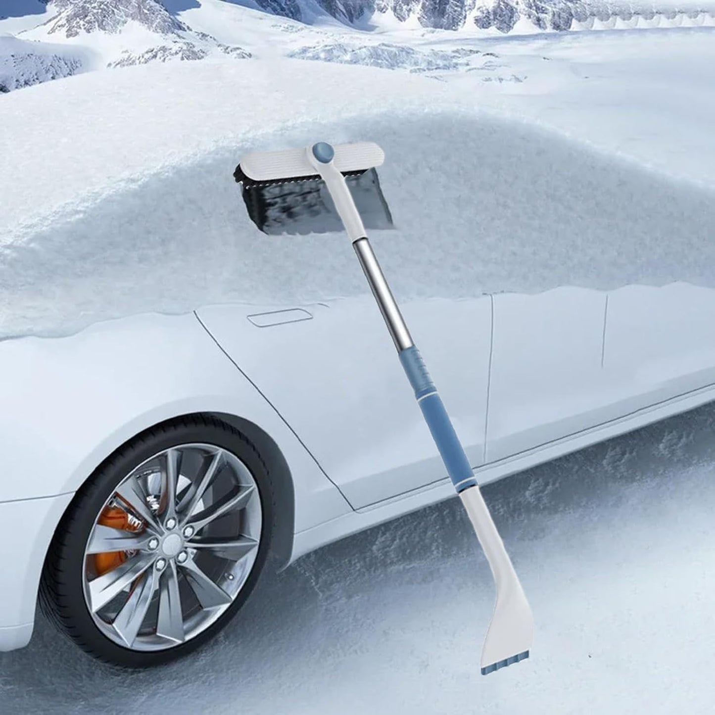 3-in-1 Snow Brush and Ice Scraper for Car Windows - Extendable Snow Remover - 360 degrees Rotating Snow Brush V1188-ZXY-117-0042