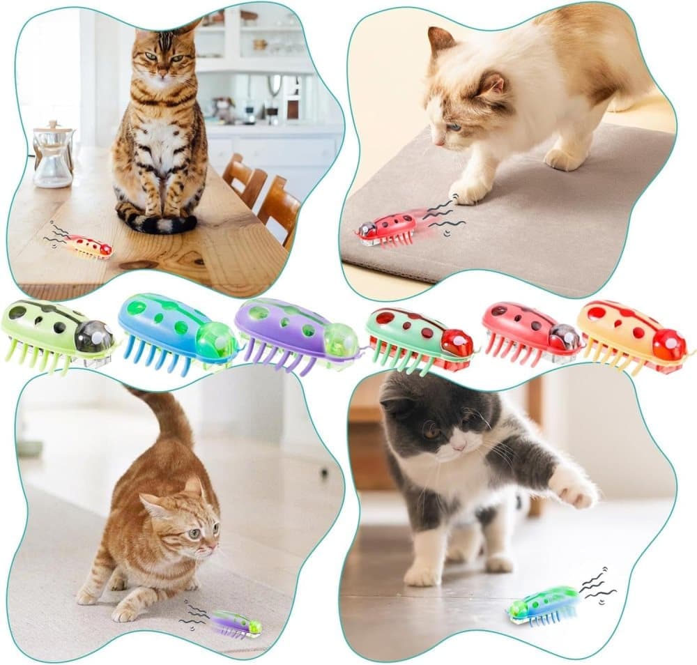 7/4-piece interactive pet toy - electric pet toy, mini beetle, interactive small insect, toy for cat and dog V1188-ZXY-117-0073