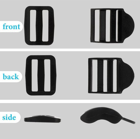 Replacement Backpack Buckles - Set of 5 - Replacement Backpack Buckles - Adjustable - Black Slide Buckles for V1188-ZXY-131-116