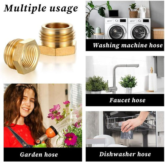 2-Pack - G 1/2" BSP Female to GHT 3/4 Male Hose Connector - Brass Garden Hose Connector - Threaded Pipe V1188-ZXY-131-118
