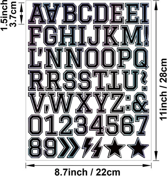 Letter stickers - 10-sheet vinyl letter stickers - 1.5-inch self-adhesive alphabet and number stickers - V1188-ZXY-131-201