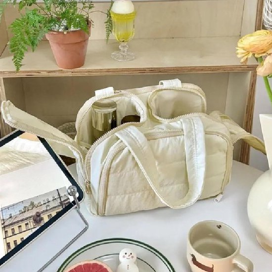 Multi-Zip Makeup Bag - Toiletry Bag - Spacious Storage, Organized Layered Design with Carry Handle - Ideal V1188-ZXY-131-252