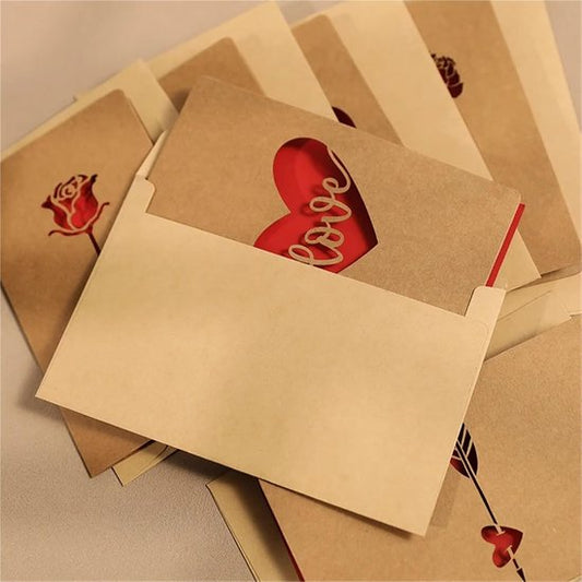 Set of 6 Valentine's Day Envelopes - Valentine's Day and Mother's Day Cards - Hollowed Heart Flowers - V1188-ZXY-131-253