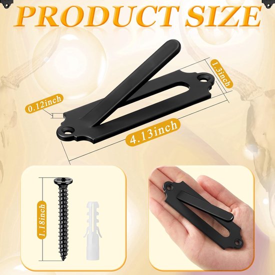 6-Piece Skull Wall Hook Set - Black Steel Hook for Decoration - Includes Mounting Kit V1188-ZXY-131-270
