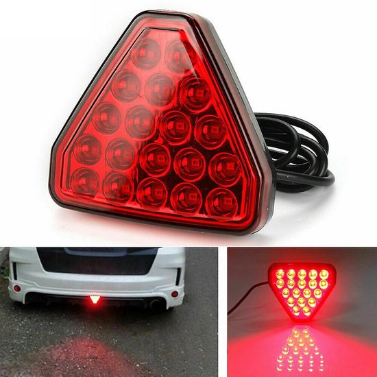 Rear Collision Warning Light - F1 Style Triangular Red LED Light - Third Rear Bumper Light - Turn Signal - GM V1188-ZXY-131-417