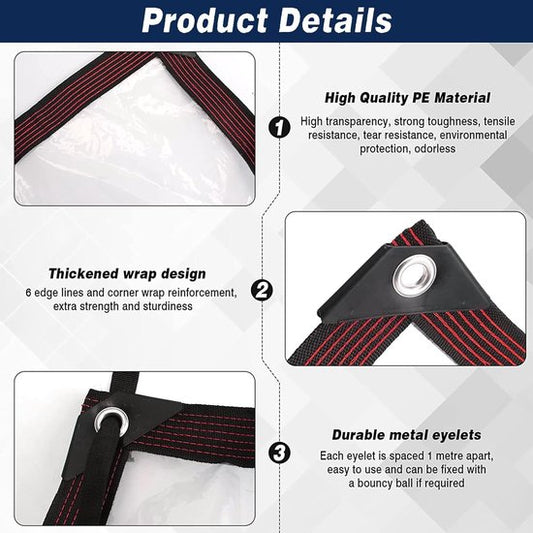 Waterproof Tarpaulin - Transparent - Durable tarpaulin with 10x10 eyelets, Large (Small) transparent V1188-ZXY-131-424
