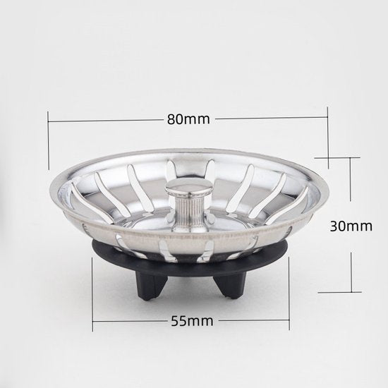 Sink drain stopper - Strainer - 80 mm - Stainless steel - Silver V1188-ZXY-131-455