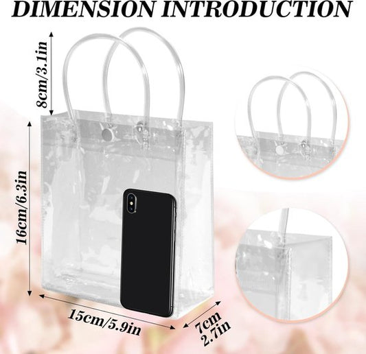 10-Pack Clear Gift Bags - with Handles - Mini Party Gift Bags - Clear Gift Bags, 5.9 x 6.29 Inches - Candy V1188-ZXY-131-576