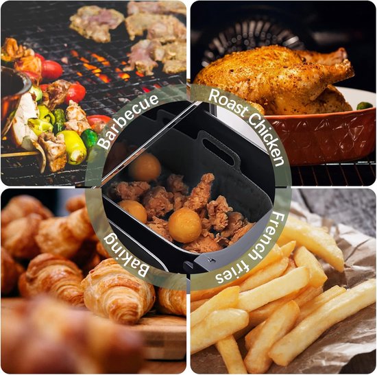 2-piece Airfryer accessory pads - Silicone Airfryer pads - Black - 19.5*16.5 cm V1188-ZXY-131-586
