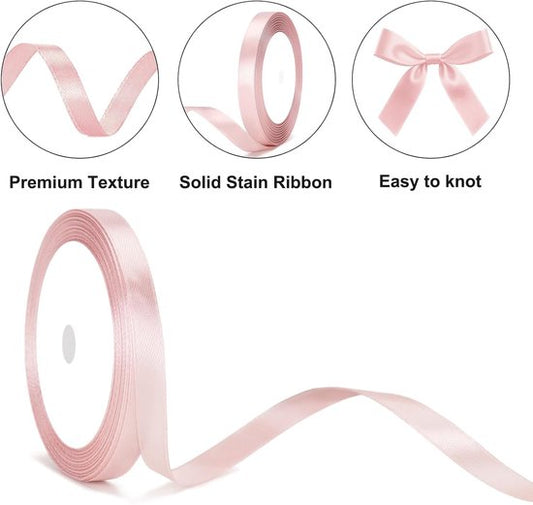 Gift Wrap - 22m Pink Satin Ribbon - 10mm Wide - Suitable for gift wrapping, Valentine's Day decorations, V1188-ZXY-131-593