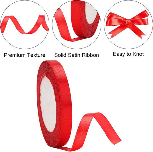 Gift Wrap - 22m Long Red Satin Ribbon - 10mm Wide - Suitable for Gift Wrapping, Valentine's Day Decorations, V1188-ZXY-131-594