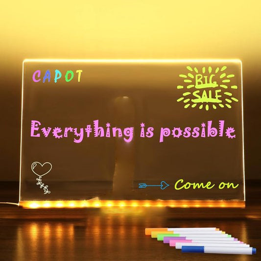 LED Drawing Board - Colored Message Board - Erasable and Portable Luminous Drawing Board - Includes Pen and V1188-ZXY-131-638