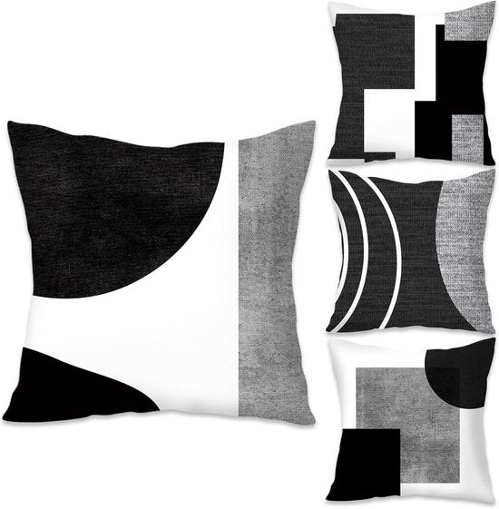 Pillowcase - 4-pack - Pillowcases with abstract geometric pattern - 45x45 cm - Pillowcases with zipper - V1188-ZXY-131-647