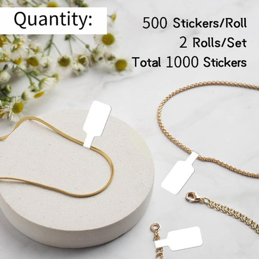 1000 Self-Adhesive Price Tags for Jewelry - Blank Labels for Necklaces, Earrings, Bracelets, Rings and V1188-ZXY-131-785