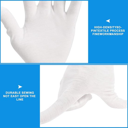 Gloves - 6 pairs - White cotton gloves - Suitable for dry hands - Can be worn while sleeping - High-quality V1188-ZXY-131-822