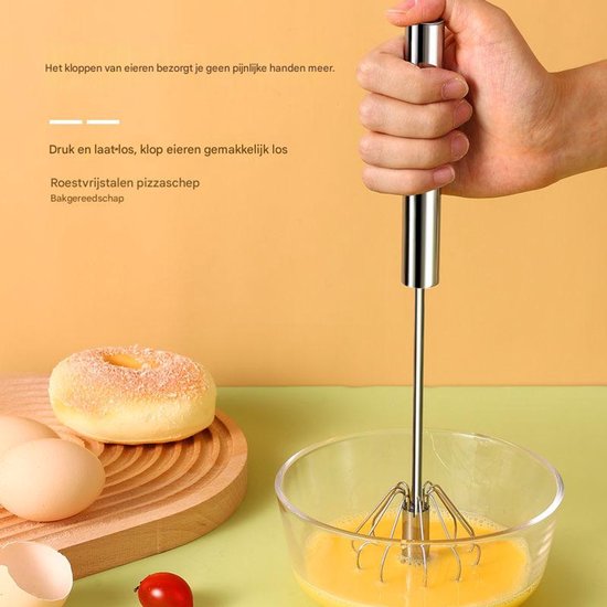Egg Beater - Stainless Steel Egg Beater - Rotary Push Mixer (Semi-Automatic) - Kitchen Utensils - Egg Beater V1188-ZXY-131-837