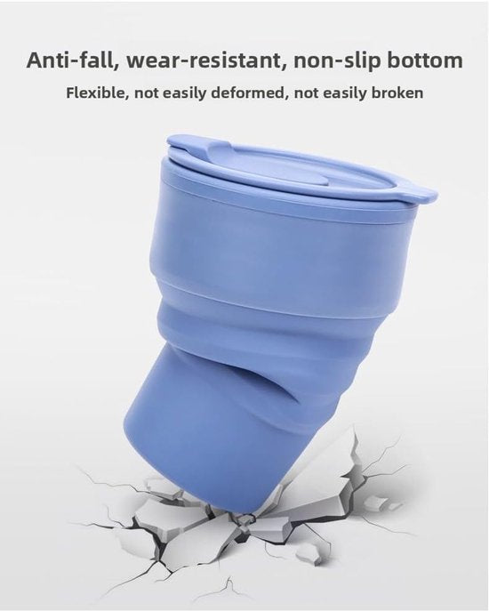Collapsible Silicone Camping Cup - 385ml - Travel and Drinking Cup with Lid, Dishwasher Safe - Ideal for V1188-ZXY-131-865