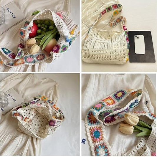 Women's shoulder bag - Embroidered bag - Handmade crocheted fabric bag - Colorful patterns - Perfect for V1188-ZXY-131-868