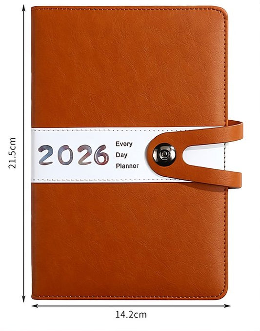 Agenda 2026 adults - Planner - Journal - Organizer - Business - Texture - PU material - A5 format - Brown V1188-ZXY-131-873