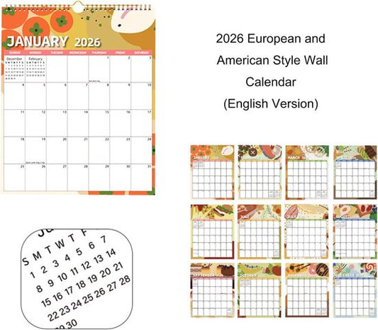 Calendar 2026 - Hangable 12 Months - Calendar - With wire-o-binding - Yearly calendar - Monthly planner - V1188-ZXY-131-879